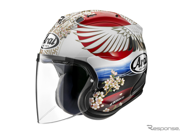 アライヘルメット、丹頂鶴と桜並木を描いた新グラフィックのオープン